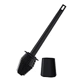 WC-Bürste und Halter-Set – Silikonkopf, WC-Reiniger, wandmontierbar, Bodenstehend, Reinigungsbürste, stabile, ergonomische WC-Schrubberbürste mit belüftetem Trockenhalter für Tank