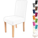 Gräfenstayn® Stretch-Stuhlhusse Charles - runde und eckige Stuhllehnen - bi-elastische Passform mit Öko-Tex Siegel Standard 100: „Geprüftes Vertrauen“ (Weiß)