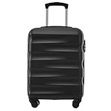 Generisch Hartschalen-Koffer, Rollkoffer, Reisekoffer, Handgepäck 4 Rollen, ABS-Material, TSA Zollschloss (Black)