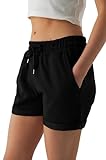 Smith & Solo Kurze Hose Damen - Shorts Sommer Hosen, Laufhose Kurz Sporthose, Trainingshose Sportshorts Women Laufshorts (Schwarz, S)