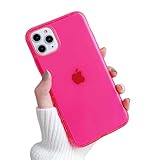 LVVLBBT Fluoreszierende, durchsichtige Handyhülle für iPhone 16 15 14 Pro Max 11 12 13 Pro Max Xr Xs 8 Plus, weiche, stoßfeste Hülle (für 7 Plus oder 8 Plus/Rosenrot)