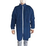 1 Stück Blaue XL OneProtek Einweg-Schutzkittel, mit Reißverschluss, medizinisch und industriell, Polypropylen-Vlies, lebensmittelecht, bequem und robust