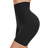 SIMIYA Bauchweg Unterhose Damen Hohe Taille Shapewear Nahtlose Miederhose mit Bein Figurenformend Miederpant Baumwolle Unterwäsche Hose unter Kleid Kurze Shorts(Schwarz, M)