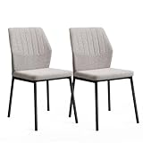 Esszimmerstühle Beige 2er Set, Küchenstuhl, Polsterstuhl Stühle, Esszimmer Beige Sitzfläche aus Polyester, für Esszimmer, Wohnzimmer, Schlafzimmer