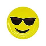 AEX Emoji-Sonnenbrillen-Partygeschirr-Set (Emoji-Sonnenbrillen-Teller, 23 cm, 10 Stück)