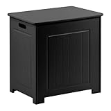 Greenfields Badezimmer-Wäscheschrank aus Holz – Stilvoller MDF-Aufbewahrungsschrank mit Scharnierdeckel und seitlichen Griffen – H 51 x L 35 x B 51 cm, ordentlicher Wäsche-Organizer