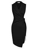 GRACE KARIN Business Kleid Ärmellos Wickelkleid Damen V-Ausschnitt Cocktailkleid Damen Elegant XL Schwarz -1