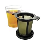 Finum BREWING BASKET (M) - Dauerfilter für Tee & Kaffee, Tee Permanent Filter, Tassen- & Becherfilter, Gewürzfilter, Kräutersieb, BPA-frei, rostfreies Edelstahlgewebe, Sieb Geschmacksneutral -Schwarz
