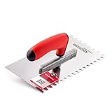 COMENSAL Zahnkelle 8 mm - Profi Edelstahl Glättekelle - Zahnspachtel zum Verlegen von Fliesen - Ergonomisch Griff - Made in EU - 270 x 130 mm