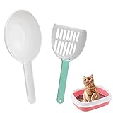 SEIS 2 Stück Katzenstreuschaufel und Futterschaufel Set Haustier Müll Sifter Reinigungsschaufel mit Halter Katze Sand Schaufel Multifunktions Kotschaufel für Katzen Welpen kleine Hunde (grün)
