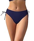 SHEKINI Damen-Bikinihose, volle Abdeckung, Badehose, mittlere Taille, Badeanzug-Hose, Tiefes Blau, XL