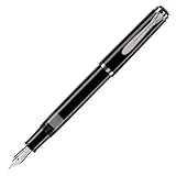 Pelikan Füllhalter Classic 205, Schwarz, Feder M (mittel), hochwertiger Kolbenfüller im Geschenk-Etui, 971986
