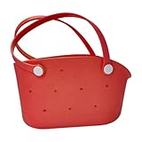 Bohany Gummi-Tragetasche, kleine EVA-Tragetasche, wasserdicht, Strandtasche, modisches Reisezubehör, waschbar, sanddicht, für Damen und Herren, Outdoor, Pool, Boot, rot, Refer to description