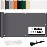 MENGH Balkon Sichtschutz Ohne Bohren (315 Größen & 6 Farben) Wind- und UV-Schutz,160g/m², Mit Montagezubehör, 100% Polyester, für Balkongeländer, Terrasse & Garten