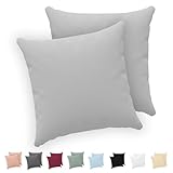Twinzen® Kissenbezug 40x40 (2er-Set) - 100% Jersey Baumwolle 150 GSM Kissenbezüge - Grau - Für Kissenbezüge 40x40 cm - Kissenhülle - Kissenbezug mit Reißverschluss - Oeko-Tex Zertifiziert
