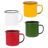 GRIRIW 4 Stück trinkgläser kaffeekännchen coffee pots party cups Milchbecher Blumenkaffeetasse Tee spülmaschine trinkbecher kinder Kaffeebecher aus Emaille Emaille-Tasse im Vintage-Stil