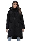 OZONEE Damen Mantel Wintermantel Winterjacke Jacke Parka Übergangsjacke Coat Wärmemantel Wärmejacke Winter Herbst Lang Warm Stehkragen Outdoor Gepolstert JS/5M3168Z/392 SCHWARZ L
