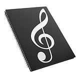 Holibanna Notenmappe Musikordner Stabil Vielseitig für Notenblätter Dokumentenaufbewahrung Büro Schule Kompakt Leicht Silber mit Notenzeichen Design