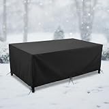 Gartenmöbel-Abdeckung & Winterfeste Abdeckung – Wasserdichte Schutzhülle für Gartentisch 200x110x75cm und Lounge, aus robustem 600D Oxford Polyester für dauerhaften Schutz – Schwarz