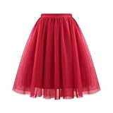 Mädchen Karneval Mesh Frauen Oversized Lange Hohe Taille Mittellang Ballett Tutu Kleider für Mädchen Tutu Kleid Prinzessin Bubble Rock Tanzrock 1950er Vintage Layered Robe Fashion Tutu Rock, wein, S