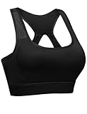 Litherday Sport BH Damen Starker Halt Push Up Sports Bustier ohne Bügel Gepolstert Sport Bra für Yoga Fitness Schwarz M