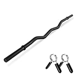 SZ Curlstange Premium, 30mm mit Federverschluss - STANDARDNORM - Auswahl: 120cm (7kg) o. 130cm (8kg), verchromt o. schwarz - Hantel Curl Stange Hantelstange (120 cm, Schwarz)