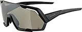 ALPINA ROCKET Q-LITE - Verspiegelte, Kontrastverstärkende & Beschlagfreie Sport- & Fahrradbrille Mit 100% UV-Schutz Für Erwachsene, black matt, One Size