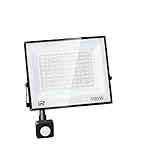 BADIKA Flutlicht L+E+D Flutlicht Bewegungsmelder L+E+D Reflektor AC220/110V 50W 100W Außenfokus Wasserdichter Strahler L+e+d Lichter Flutlichter Garten(220V(175-265V),Cold White_100W)