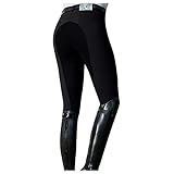 Reitleggings Damen High Waist In Schmaler Passform Leggings Kontrast Atmungsaktives Schnell Trocknend Reithose Outdoor Sporthose Für Reitsport Pferdetraining Mit Taschen Und Gürtelschlaufen,S-Xxl