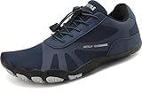 Sixspace Barfussschuhe Damen Outdoor Zehenschuhe Barfußschuhe Herren Traillaufschuhe Atmungsaktiv Leichte Fitnessschuhe Schnell Trocknend Badeschuhe (Dunkel Blau, 41EU)