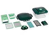 Genius Nicer Dicer 'Chef', 13-teilig, mit Selbstreinigungsfunktion | XXL-Schneidfläche für ganze Salatköpfe und große Mengen | inkl. Rezeptheft | 22.8 x 22.8 x 13.6 cm