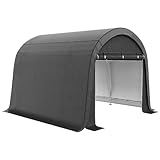 Outsunny Foliengerätehaus, 3 x 3 m Gerätehaus mit UV-Schutz, Wasserabweisend Lagerzelt, Foliengarage mit Zwei Rolltor für Garten, Balkon, Stahl, PE, Grau