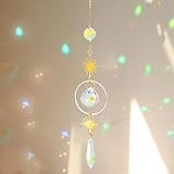 Sonnenfänger Kristall,Sonnenfänger Fenster,Hängende Kristall Sonnenfänger,Fenster Kristall Regenbogen Suncatcher Kristall Garten-Hängedekoration,Geeignet für Home-Office-Party-Dekoration Im Freien