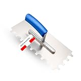WERKFIT Profi Glättekelle 280x130 mm – Edelstahl Glättspachtel mit Buche-Holzgriff in Blau – Rostfreie Traufel für Putz & Spachtelarbeiten – Made in Austria (R20)