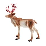 AENIMELY Weihnachts-Rentier-Figur, rotes Horn und Blumenmuster, Wildtiertier-Spielzeugfigur, Hirschmodell, Kuchen-Cupcake-Topper, Weihnachtsfeier-Dekoration