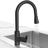 Coree Wasserhahn Küche Schwarz, Küchenarmatur Ausziehbar, Hochdruck Armatur Küche, Mischbatterie Spültischarmatur, 360° Schwenkbar Zwei Sprühfunktionen, G3/8-Gewinde, Edelstahl