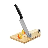 MEHOOSPVN Küchenschneider Holzfuß Schneider, Cutter Edelstahl Fleisch Schinken Brotschneidemaschine mit Holzsockel Guillotine Küchenmesser Schneidemaschine Manueller Gemüse Rindfleisch Jerky Schneiden