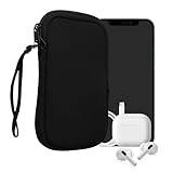 kwmobile Handytasche für Smartphones M - 5,5' - Neopren Handy Hülle Schwarz - Handy Tasche 15,2 x 8,3 cm Innenmaße