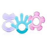 Nuby – 3-Stufen-Beißring-Set – 3er-Pack Baby-Beißringe – Mit strukturierten Oberflächen – Kühlschrankgeeignet – Ab 3 Monaten