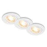 BRILONER - 3er Set LED Einbaustrahler 230V flach, schwenkbar, warmweißes Licht, LED Spot, flach, Deckenspots, Spots 230V, Einbauleuchten, Einbauspots, 68mm Lochmass, 8x2,2 cm, Weiß