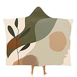 Abstrakt Hoodie Decke Kuscheldecke Linienblätter Deckenpullover Vielseitig Tragbare Decke zum Anziehen für Damen & Herren, Warm Ganzkörperdecke Erwachsene 150 × 200 cm
