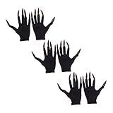 OATIPHO 1 Satz Rote Geisternägel Halloween-party-handschuhe Kostüm Halloween-handschuhe Led-handschuhe Handschuhe Halloween Schwarze Handschuhe Fingerkrallen Stütze Black Reinigen 3 Paar