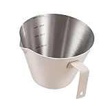 Folpus Messbecher aus Edelstahl, Espressotassen mit Griff, 4,06 Unzen, wiederverwendbarer Skalenbecher, Espresso-Ausgießbecher zum Backen, Kochen, Beige