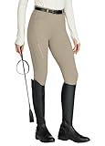 WILLIT Damen Reithose Reitleggings Vollbesatz Silikon Reithose High Waist Stretch Reithose mit Reißverschlusstasche Gürtelschlaufen Khaki S