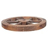 NUOBESTY Rustikale Holz Wagenrad Wanddeko Holzrad Wandkunst Vintage Landhausstil Hausdekoration für Wohnzimmer Büro Garage