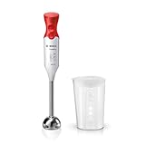 Bosch Stabmixer ErgoMixx, Edelstahl-Mixfuß, Mix- und Messbecher, 2 Geschwindigkeitsstufen, leichtes Gehäuse, 4-Klingen-Messer, einfache Reinigung, 600 W, weiß/grau, MSM66110