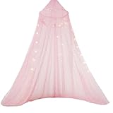 Betthimmel für Mädchen, Regenbogen-Baldachin für Bett, Prinzessinnen-Moskitonetz, Spielzelt für Kinder, Lesevaldachin im Innenbereich, hängende Bettnetzabdeckung für Mädchenzimmer-Dekoration (Rosa)