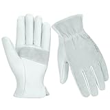 Velway Garten Lederhandschuh für Damen und Herren - Rindsleder Dornensicher Gartenhandschuhe zum Beschneiden von Rosen Kaktus Arbeitshandschuhe - Größe 8/M Grau
