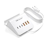 POANES Ladegerät Mehrfach Ladestation Mehrere Geräte 3A3C Netzteil 6 Port für iPhone 11/12/13 Pro Max XS Max XR X 8 7 6 Plus, Samsung Galaxy S21 S9 S8 Plus, LG, Huawei etc (Weiß 25W)