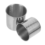 DIYEAH 2 Stück Edelstahl ohne Griff mit Skala Präzise Messbecher für Backen Kochen und Reis Robustes Lebensmittelechtes Material Vielseitig Einsetzbar für Küche und Gastro